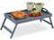 Relaxdays 10026123 Tablette de Lit Bambou Pieds Rabats Rebords Plateau de Service & Petit Déjeuner, HLP : 6,5 x 50 x 30 cm, gris, MDF, 1 élément