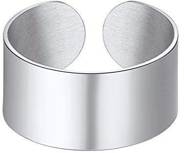Suplight Unisex offener Ring Edelstahl verstellbar Knöchelring Bandring 10mm breit glänzend Fingerring Eheringe für Männer Frauen Geschenk für Weihnachten Jahrestag