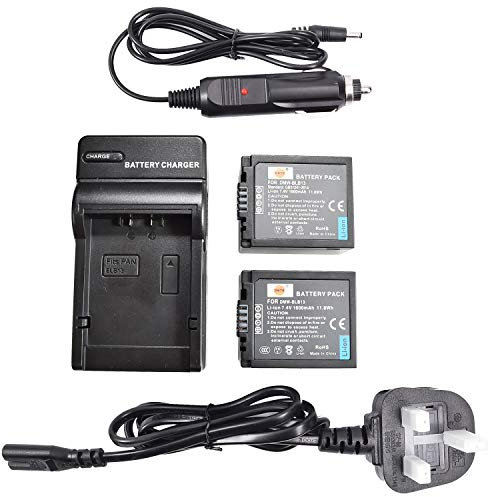 DSTE 2x DMW-BLB13 Li-ion Battery + DC67U Travel and Car Charger Compatible with Panasonic Lumix DMC-G1 DMC-G2 DMC-G10 DMC-GF1 DMC-GH1 Camera as Panasonic DMW-BLB13E DMW-BLB13GK
