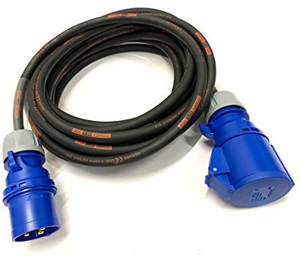 32 Amp 3 Pin 240V IP44 Single Phase Extension Lead - PCE Blue - 6mm² Heavy Duty Industrial H07RN-F Rubber Cable - 32A 1PH HO7 (50 Metre)
