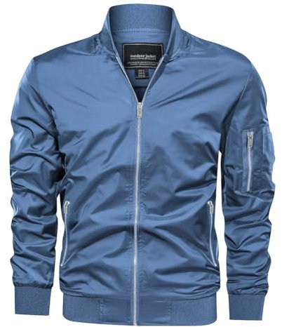 KEFITEVD Hommes Casual Blouson Bleu Veste D'été Mince Vestes De Baseball Manteaux Cargo avec Multi Pochettes