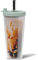Dodoko Bubble Tea Becher, Smoothie Becher, Smoothie Glas, Bubble Tea Becher mit Strohhalm, Bubble Tea Cup, Bubble Tea Gläser, Bubble Tea Glas, Milchshake Becher 17 oz Grün