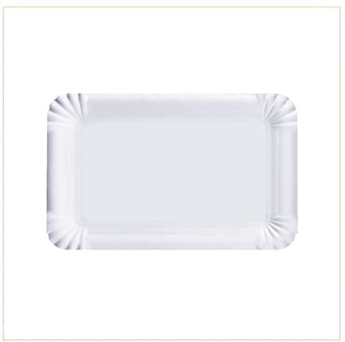 Vassoio di Cartone Bianco per Pasticceria - Pacco da kg. 10 (Circa 74pz) - Formato cm. 25,5x35 cm Mis. 6 - Vassoi rettangolari monouso Utilizzabili per servire Dolci, pasticcini, Torte