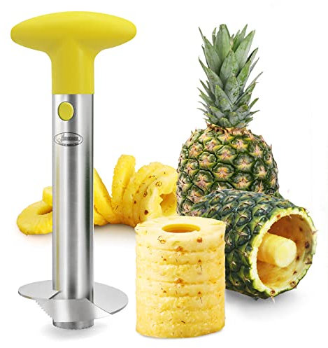 Newness Ananasschneider, Ananas-Entkerner Schneider, Ananasschäler Edelstahl Core Entferner Werkzeug für Home & Küche mit scharfe Klinge, Gelb