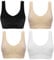 Marielle 4 Pack Double Lined Material Premium Comfort Bra Seamless Bralette No Wire S-5XL (4 Pack Black/White/Nude/Nude, 3XL)