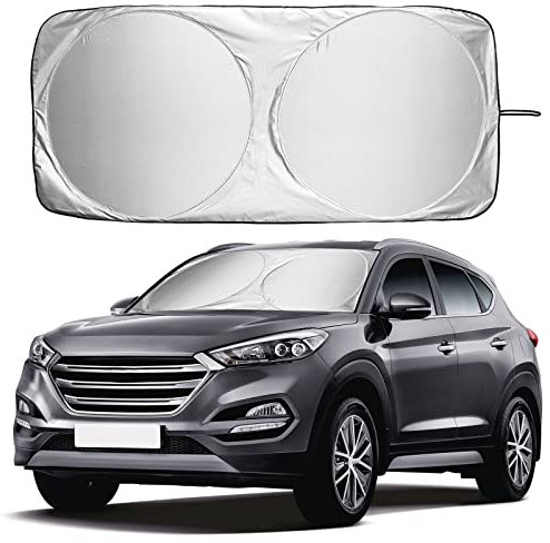 UBEGOOD Coche Sol Sombra, Parasol Coche Delantero Cubierta de Parabrisas Plegable Sombrilla Resistir a Los Rayos UV y La Luz Solar Apto a la Mayoría de Coches y SUV (160 * 86cm)