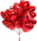 Sunshine Smile 30 Stück 21 Zoll Herz Folienballon Rot, Herzform Heliumballons, Love Luftballons, Helium Geeignet