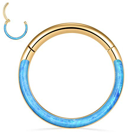 AROWRO 18G 16G 14G Nasenbügelring Septum Clicker Daith Ohrringe CZ Opal Nasenringe Knorpel Daith Muschel Helix Tragus Piercing Schmuck 316L Chirurgischer Stahl