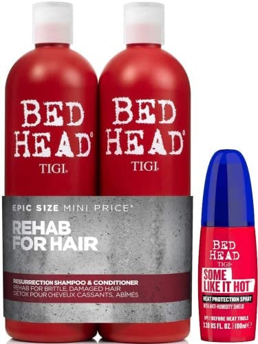 TIGI Bed Head Damaged Hair Set with Shampoo, Conditioner and Heat Protection Spray