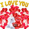 59-teiliges Valentinstag Ballon Dekorationsset – I LOVE YOU Roter Herz Folienballon, rotes Herz Latexballons, weiße Latexballons mit rotem Herz, Huggy Bear-Folienballon, Valentinstag Party Zubehör