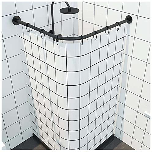 EEUK Duschstange für duschvorhang für Eck badewanne, Ohne Bohren L-Form Duschvorhangstange Bogenstange Teleskop Aus Edelstahl Eckduschstange FüR Umkleidekabine (Size:70-95×120-165cm)