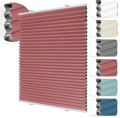 HOMEDEMO Wabenplissee Plissee ohne Bohren Klemmfix Verdunklung Thermo Zweifarbig Weinrot 65 x 120cm(BxH) Faltrollo 100% Blickdicht, Sonnenschutz & Schallschutz Plisseerollo für Fenster & Tür