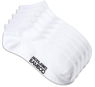 JACK & JONES Herren JACBASIC BAMBOO SHORT SOCK 5 PACK, White/Detail:WHite - Whtie White White, Einheitsgröße EU