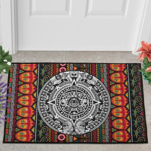 Veryday Aztekisch Maya Kalender Fußmatte Türmatte Eingangsmatte Fußabtreter Fußabstreifer Türvorleger Schmutzmatte Sauberlaufmatte Haustürmatte für Küche Multicolor 60x90cm