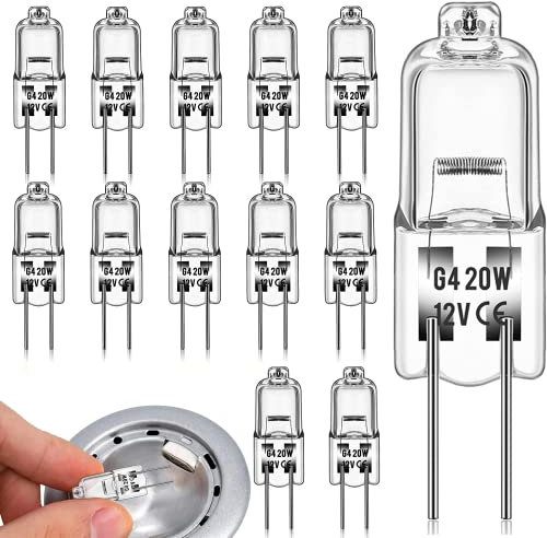 Chenilles G4 Halogen Light Bulbs 20W 12V,12 Pack Halogen Bulbs Lamp Bulb Halogen 2 Pin Base Warm White Dimmable [Energy Class G]