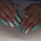 Maggidea False Nails, Press on Nails Long, Shiny Acrylic Stick on Nails, Blue White Coffin Ballet French Design Fake Nails with Glue Sticker for Women Gift Nail tips for Birthday Party