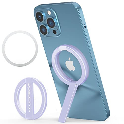 VAWcornic Magnetic Phone Ring Holder for MagSafe, Metal Phone Stand Phone Grip for Smartphone(for iPhone, Samsung, HUAWEI), Tablet, Kindle, Switch Lite, Compatible with Magnetic Car Mount(Purple)