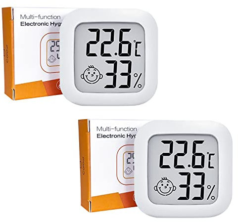 PNGOS Thermometer Innen Hygrometer Digital, Mini Thermo-Hygrometer Hhen Genauigkeit, 2 Stück Temperatur und Luftfeuchtigkeitsmesser Hydrometer Feuchtigkeit Digital für Babyraum,Wohnzimmer,Büro