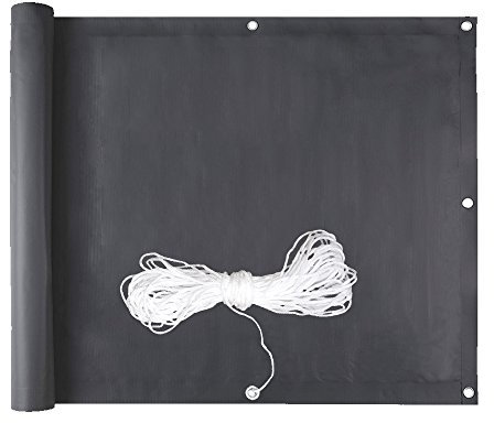 Joparri Balkon Sichtschutz Balkonverkleidung Balkonabdeckung Balkonumspannungen Windschutz Balkonumrandung, Wasserabweisend, 0,75x6m, 450 g/㎡, UV-Schutz, für Balkongeländer Garten Terrasse, Dunkelgrau