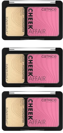 Catrice Cheek Affair Blush & Highlighter Palette, Rougepalette, Nr. 010, Pink, 2 Pink-Töne, sofortiges Ergebnis, strahlend, vegan, ohne Parfüm, ohne Alkohol, ohne Parabene, 3er Pack (3x10g)