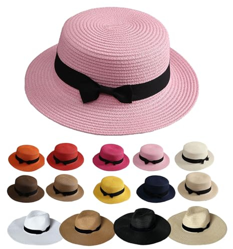 Unisex Women Summer Beach Straw Sun Top Hats Foldable Bowknot Fedora Hat