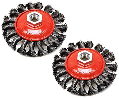 2x Brosse métallique conique Ø 100mm en fil d'acier torsade pour meuleuse d'angle Filetage m14