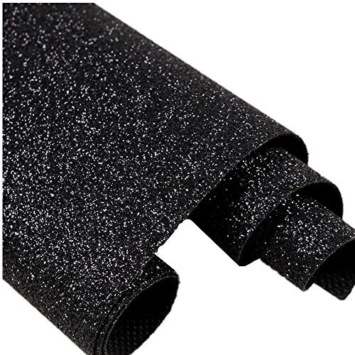 DHHOUSE Self Adhesive Black Glitter Wallpaper, Peel and Stick Sparkle Glitter Fabric Roll (Black), F34G5