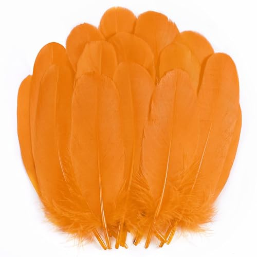 Holmgren Orange Goose Feathers for Halloween Party Decor, 200pcs 5-7inch