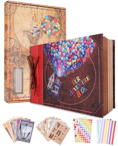 Our Adventure Book Fotoalbum Leder Design Scrapbook Album, Travel Fotoalbum zum Einkleben, Hochzeit Gästebuch, Geburtstag, Jubiläumsgeschenk, Valentinsgeschenke, 11.6 x 7.5 in