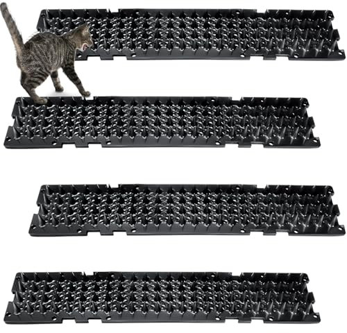 Nuanchu 12 Pieces Cat Deterrent Mat Cat Repellent Mat with Spikes Keep Dogs Off Counter Anti Pet for Outdoor Indoor Plants Garden Sofa Window(16.5 x 3.3 Inch,Black)