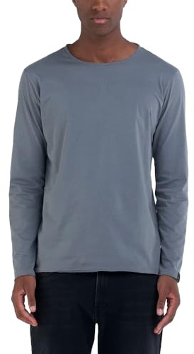 Replay Herren Langarmshirt aus Baumwolle, Grau (Lead Grey 093), XXL