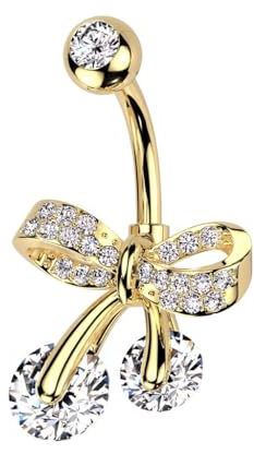 beyoutifulthings Bauch-nabelpiercing Silber Gold Schleife Zirkonia Clear Nabel-Piercing Chirurgenstahl Bananabell Stab-länge 10-mm