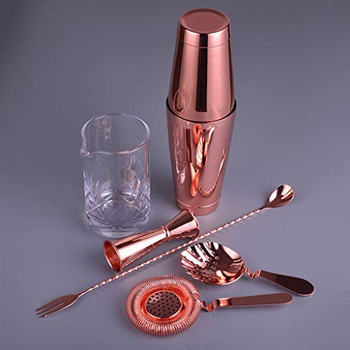 IGZVMBO Ensemble de bar 6 pièces en cuivre avec shaker à cocktail Boston avec verre à mélanger