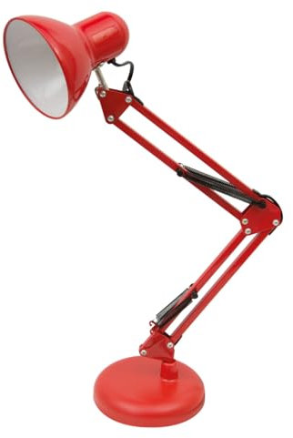 BEL AIR HOME - Antigone - LED-Schreibtischlampe, Vintage, Retro, verstellbar, 34-67 cm, E27-Beleuchtung, Metall, Rot