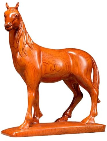 DIANXI Desktop-Figuren Holzschnitzerei Pferd Ornament Handwerk Geschenk Büro Tischdekoration chinesische Wohnzimmer Dekorationen Home Decor Statuen(7.87in)