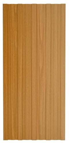 LAPOOH Panneaux de toiture 36 pcs Acier galvanisé Bois Clair 100x45 cm,Tole Ondulée pour Toiture,Plaque PVC,Toiture Abri De Jardin