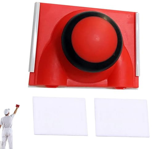 Cutting in Tools for Painting, One Paint Edger Tool 2 Replacement Pads, Multifunctional Painting Tools, Suitable for Wall and Ceiling Cutting, Painting Corners and Edges (Red)