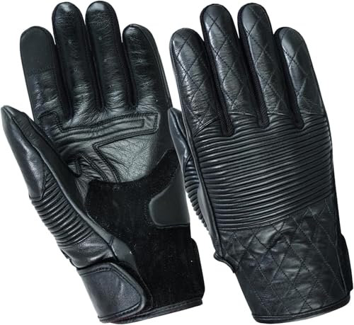 WMW WALI MOTO WEAR Herren Motorrad Leder Handschuhe,Premium Motorrad Handschuhe,Herren Vollfinger Ziegenleder Leder,Motorrad Handschuhe Herr Leder,Motorrad Chopper Leder Handschuhe (Black, M)