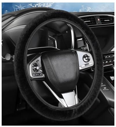 LNGJIN Lenkradbezug Winter, 38cm Universal Lenkradabdeckung, Warme Lenkradschoner, Lenkradhülle Winter Universal, Lenkradbezug Plüsch, Warme Lenkradschoner für die Meisten Autos