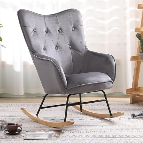 Wrobelax Relaxsessel, nordischer Schaukelstuhl, hohe Elastizität, Sessel für Wohnzimmer, Schlafzimmer, Heimgebrauch, einfache Montage, hohe Tragfähigkeit, modischer Veranda-Stuhl (Farbe: Grau)
