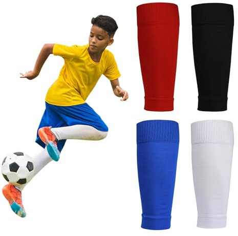 RoserRose 4 Paare Stutzen Kinder Fußball, Fussball Tube Stutzen, Schienbeinschoner Socken, Stutzen Ohne Socken, Sportsocken Trainingssocke Fußballstutzen für Kinder Outdoor Sport
