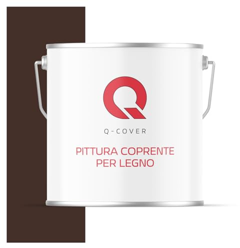 Q-COVER DECKENDE HOLZFARBE 5L HALBMATT Schokoladenbraun RAL 8017 RAL DECKFARBE HOLZLACK DECKLACK WETTERSCHUTZFARBE ALLE HOLZARTE OSB-PLATTEN INNEN AUßEN ca. 80-150 ml / m2