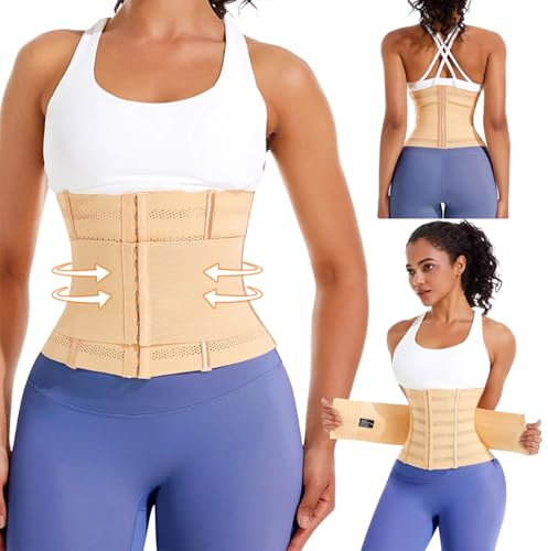 Yixinly Korsett Damen Bauchweg, Bauchweggürtel Waist Trainer Fitness Waisttrainer, Waisttrainer Taillenformer, Bauchgürtel für Herren und Damen Beige (S)