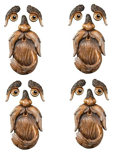 BESPORTBLE 4 Ensembles mangeoire à Oiseaux Face à l'arbre Ornements extérieurs Visages d'arbres en Plein air décoration extérieure Jardin décoration Jardin extérieur Statues de résine