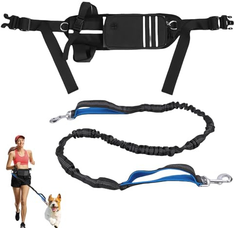 Joggingleine Hunde, Reflektierend Joggingleine Hunde Mit Bauchgurt, Verstellbarer Bauchgurt Hundeleine, Anti Stress Freihändig Jogging Leine Hundeleine für Joggen Laufen Wandern