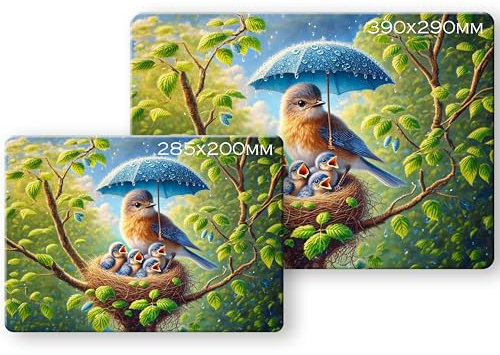 Noble & Page - Tempered Glass Cutting Board - 285x200mm Gloss Chopping Board - Bluebirds