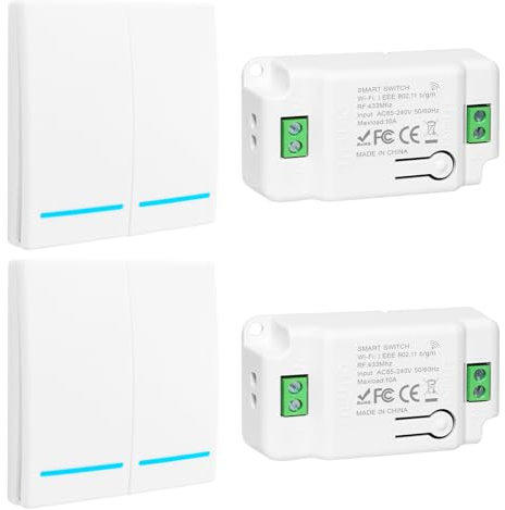Interruttore senza fili della luce, interruttore wifi, interruttore smart, interruttore alexa, 433Mhz 220V interruttore wireless, interruttore telecomandato Portata 100 m, Controllo Vocale/Timer - G