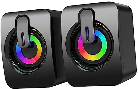 Homoyoyo 1Paire Enceintes De Jeu Filaire avec Subwoofer Haut Parleurs De Bureau Lumineux pour Ordinateur Et Laptop Boîte Compacte avec Effets De Lumière RGB