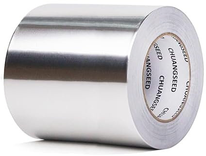 CHUANGSEED 1 Rolle Aluminium Klebeban 100mmx50M alu klebeband Kücheninstallationen, Abschirmung und Isolierung, Dichtungsreparatur, selbstklebendes Aluminiumfolienband, hohe Temperaturbeständigkeit