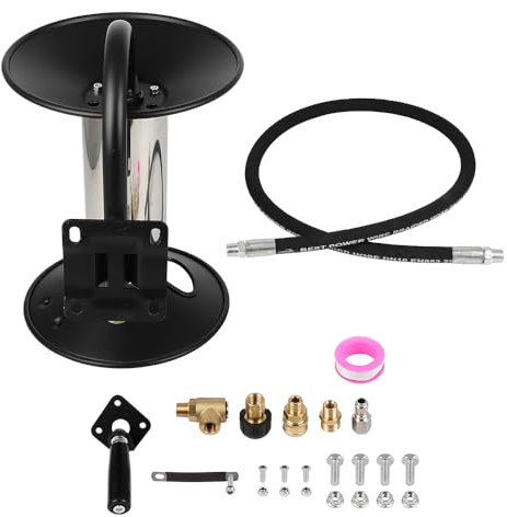 SCITOO 100 FT Pressure Washer Hose Reel Max 4000PSI，With Jumper Hose 3ft,Steel Manual Crank Power Washer Hose Reel with Adapter Kits